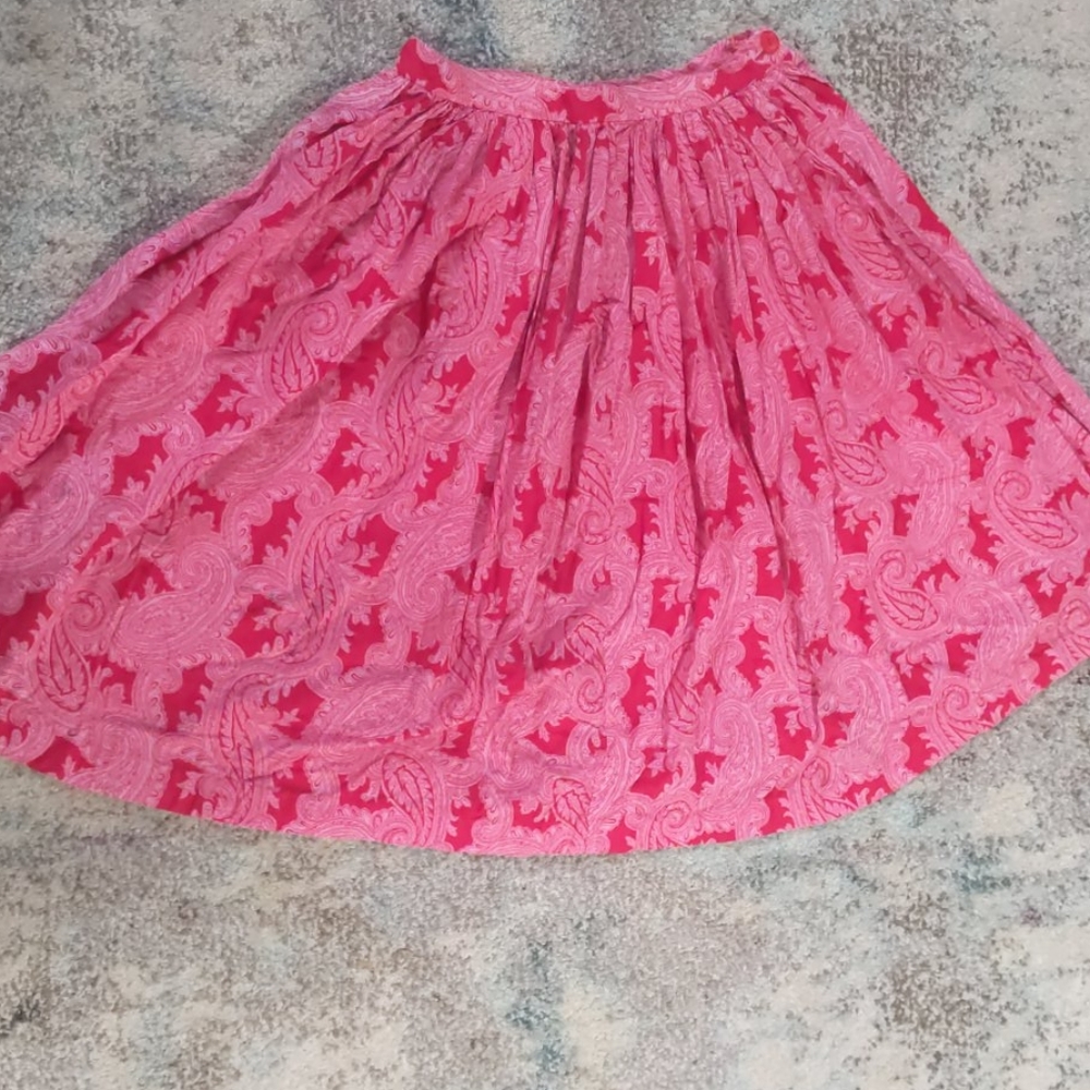 Vintage pink and red paisley circle skirt